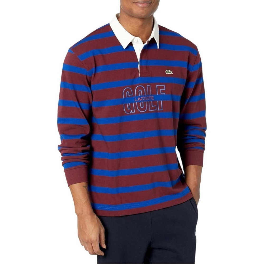 LACOSTE‎ Unisex Long Sleeve Striped Rugby Shirt